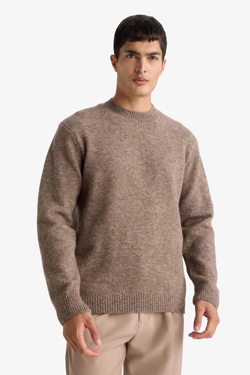 DeFacto Brown Man Relax Fit Crew Neck Knitwear Pullover Casual - Image 3